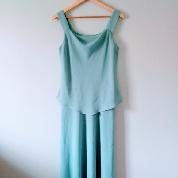 1990s Virgo Sleeveless Light Green Maxi Dress - Picture 1 of 8